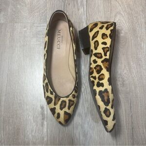 Sesto Meucci Italy Genuine Calf Hair Leopard Shoes Flats Pointed Toe Size 8